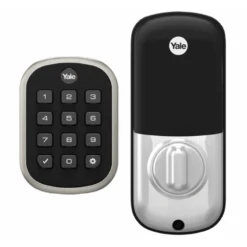 Yale YRD136-ZW2-619 Pro Pushbutton Deadbolt Z-Wave Key Free, Satin Nickel